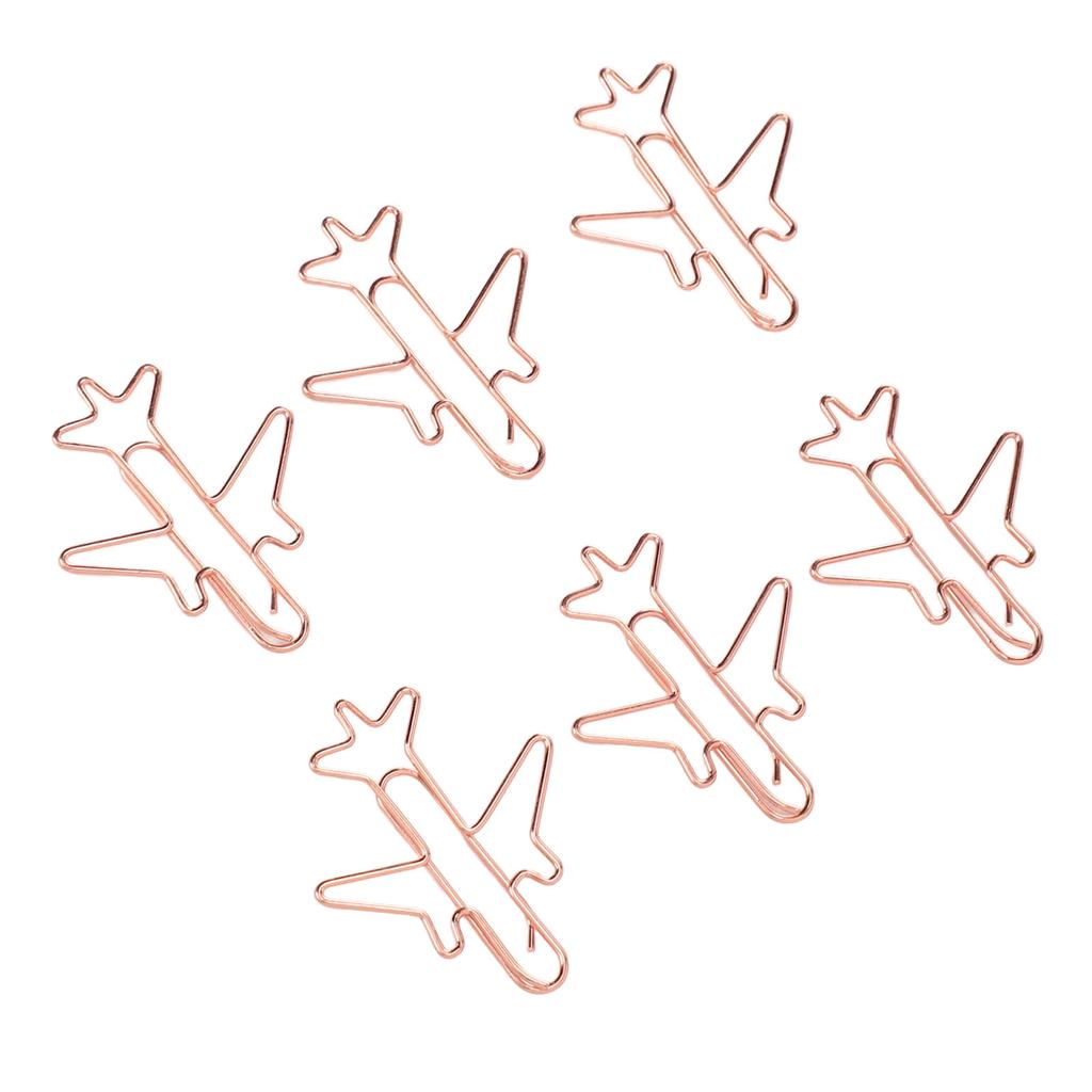80pcs Airplane Shaped Paper Clips Rose Gold Prevent Rust Plane Shaped Bookmark Clips Office