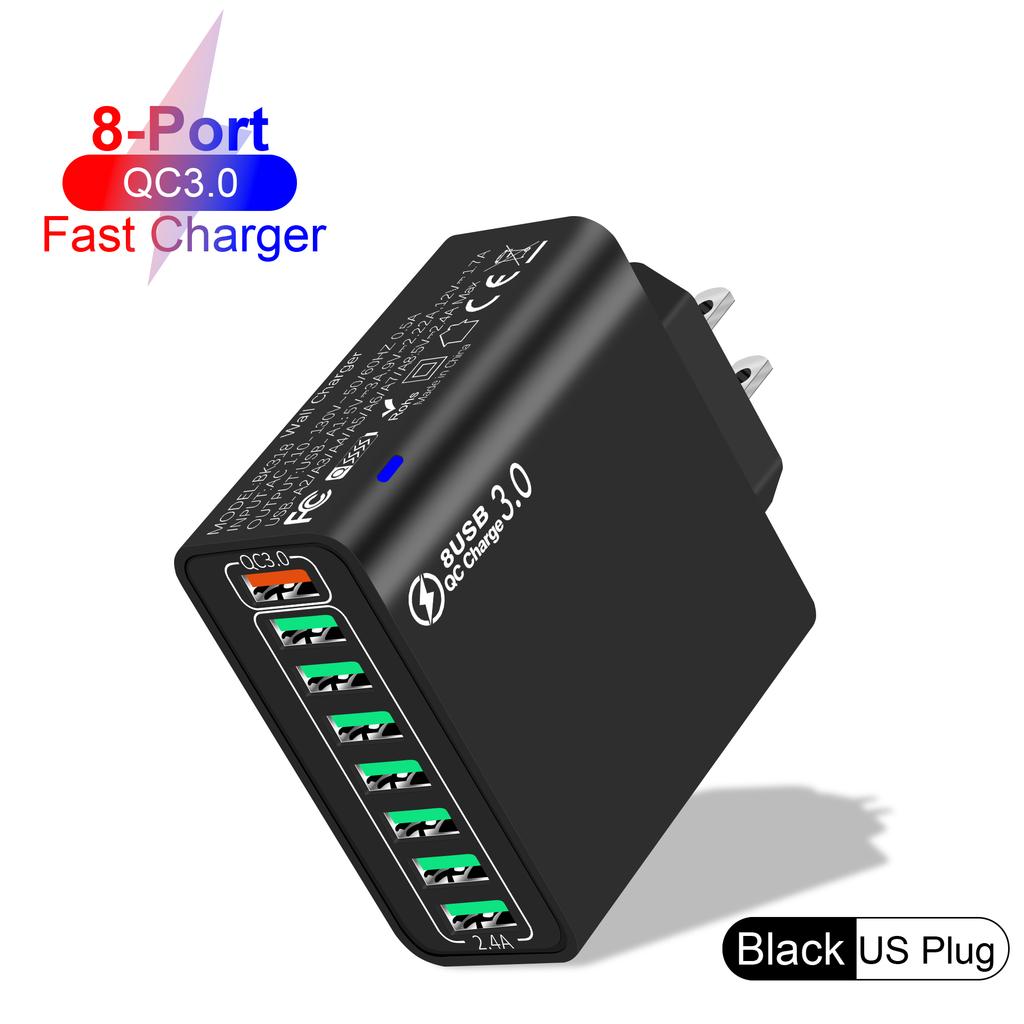 8 в 1 65 Вт USB EU/US/UK/KR Plug зарядное устройство быстрая зарядка телефона зарядное устройство сетевой адаптер для iPhone Samsung Xiaomi Multi Port