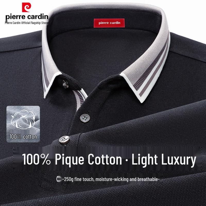 Pierre Cardin Мужская хлопковая футболка-поло с длинным рукавом 100%