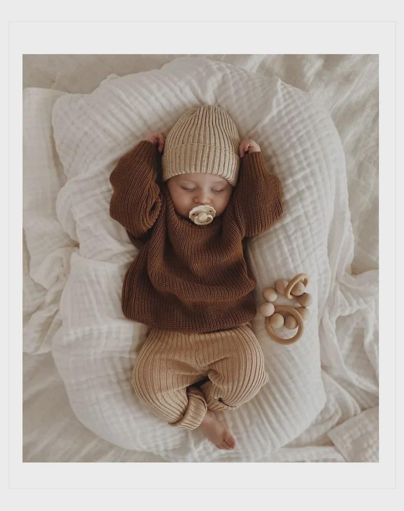 Детский свободный вязаный свитер с круглым вырезом, унисекс, осень/зима