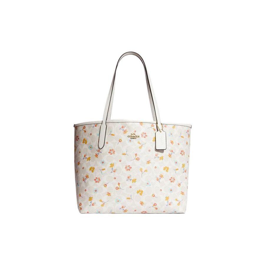 Coach City 33 Floral Print Tote Bag Women tote bags White C8614-IMCAH