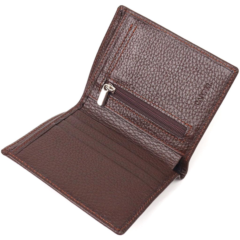 Мужское портмоне из натуральной зернистой кожи CANPELLINI Purse 21498 Коричневое