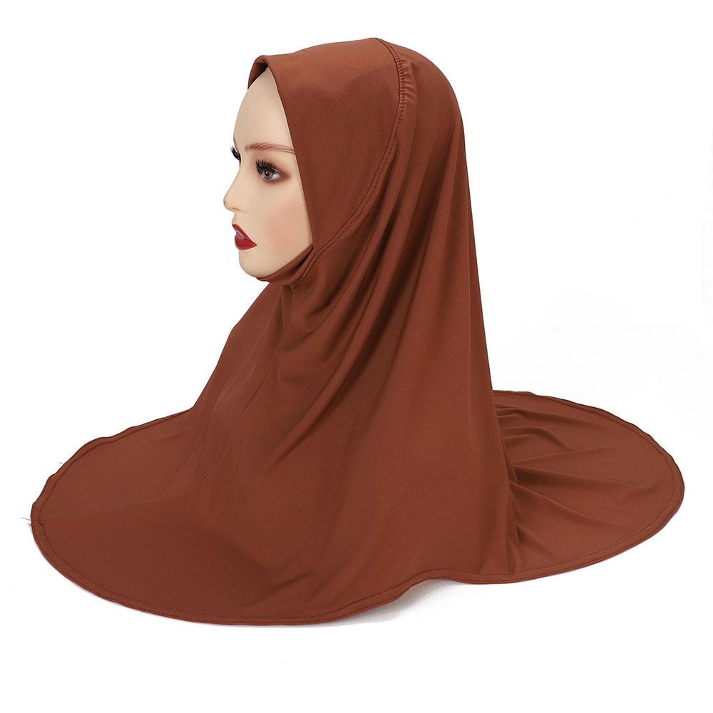 Malay Double Chin Undercap Muslim Women Solid Color Inner Scarf Islamic Instant Hijab Ladies Cap Crystal Hemp Bonnet Hat 80*55cm