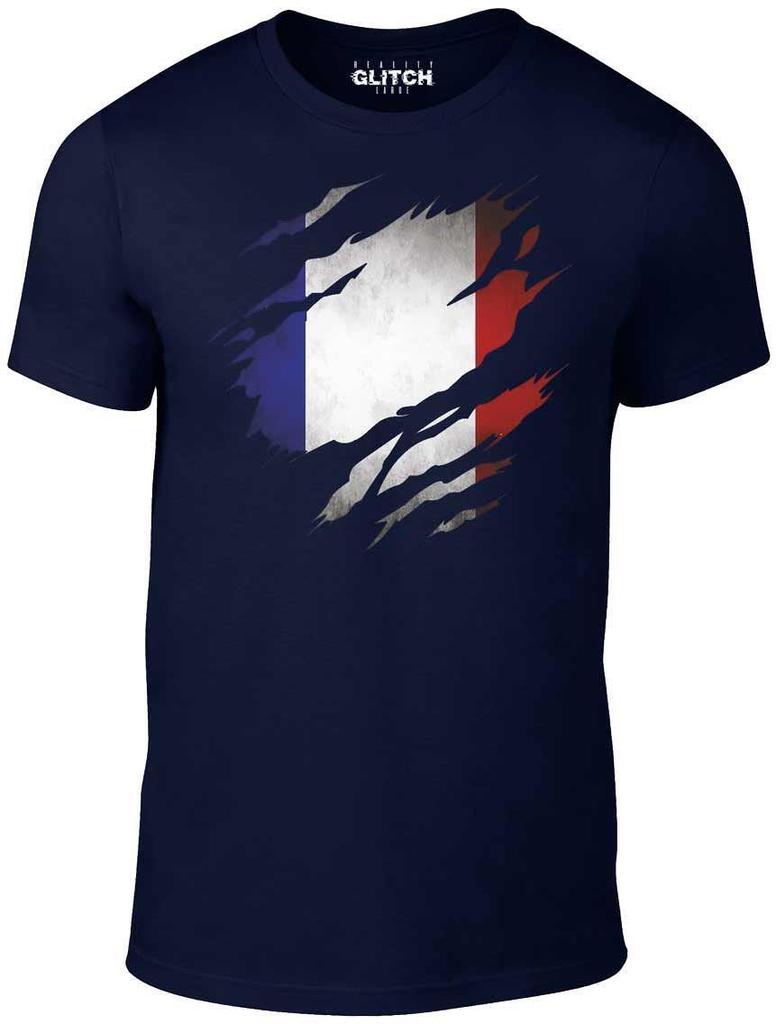 Torn France Flag - Funny T Shirt Mens Womens Tees Top country French retro fashion cool sport pride