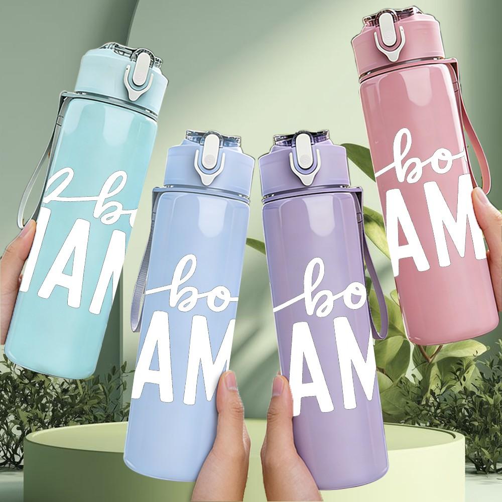1PC Boy Mama Text Print 750ml Color Plastic Sports Water Bottle Leakproof Flip Straw Lid Suitable for Sports Office Home Use