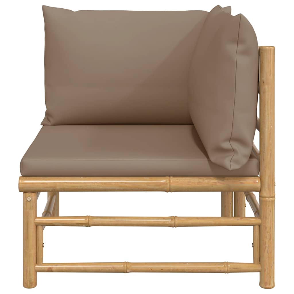 Vidaxl Narożna Sofa Ogrodowa Z Poduszkami W Kolorze Taupe, Bambusowa