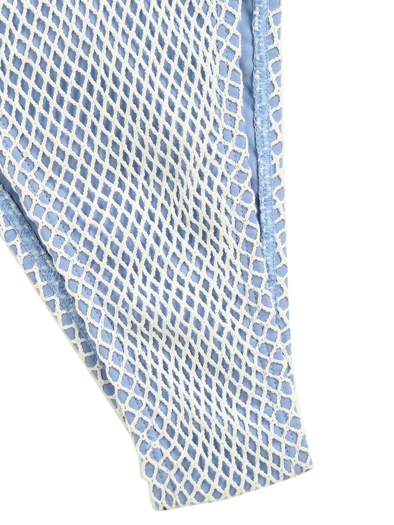 ZAFUL Женский сетчатый сетчатый топ с завязками, декорированный ракушками, с треугольными стрингами, танга, двухсекционный купальник-бикини