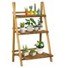 3-tier plant stand, foldable 93cm high flower standwooden plant shelf, flower pot stand with trays, plant ladder for living room, garden, balcony