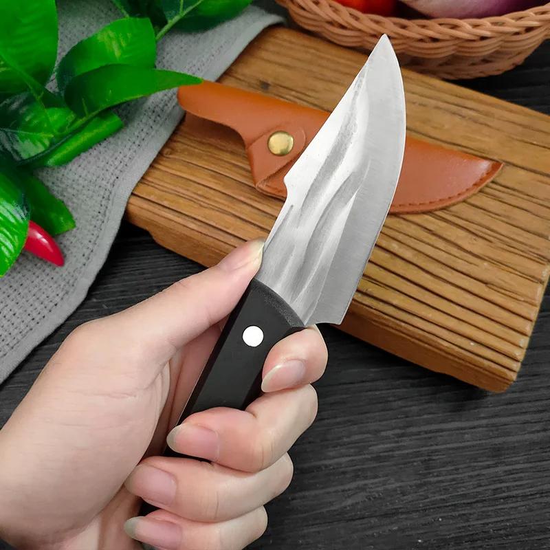 Универсальный нож для нарезки мяса, рыбы, фруктов, стейков, кухонные ножи с пластиковой ручкой, ручной кузнечный нож для обвалки мяса, поварской топорик