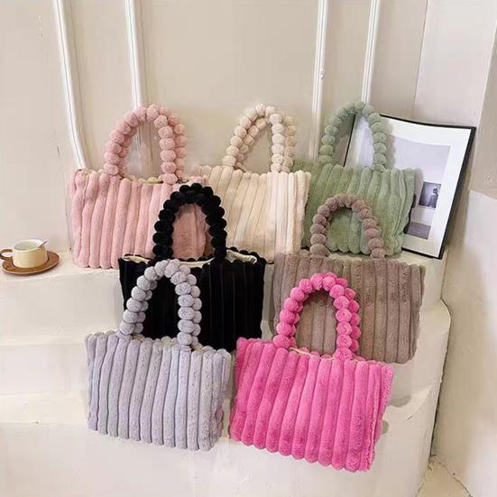 Плюшевая сумка через плечо женская пушистая сумка-тоут пушистая сумочка однотонная меховая сумочка