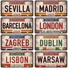 Vintage Berlin Madrid New York Paris Country City Style Plate Metal Sign Plaque Tin Sign Man Cave Bar Club Poster Decoration