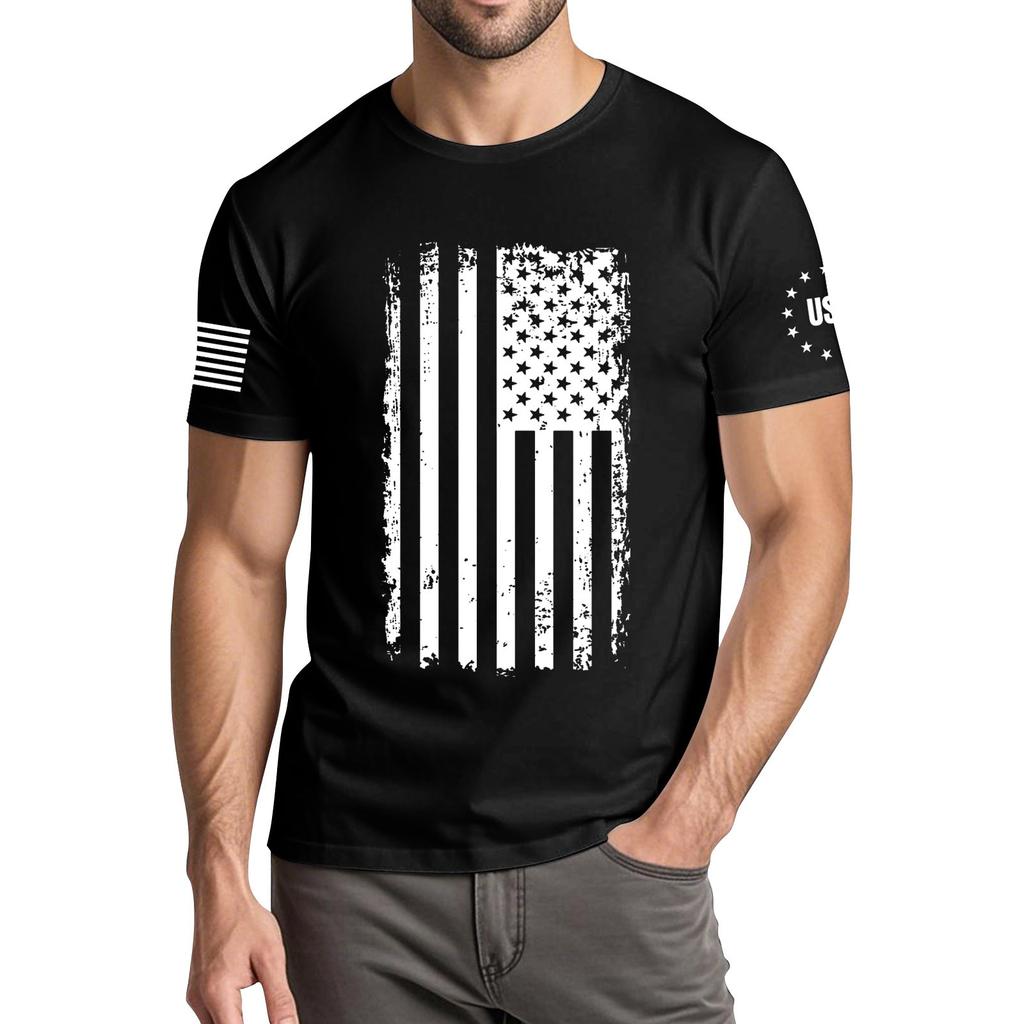 Мужская модная повседневная футболка с круглым вырезом и коротким рукавом с принтом «День независимости»