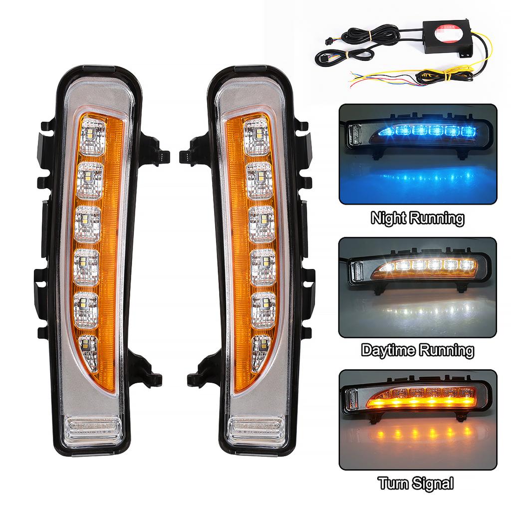 DRL For Ford Edge Everest 2011 2012 2013 2014 LED Daytime Running Lights Car Fog Lamp White Yellow Turn Signal Car Accessories