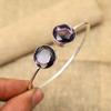 Lovely Amethyst Gemstone Handmade 925 Solid Sterling Silver Jewelry Adjustable Cuff For Wedding Gift