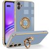 Case for Samsung Galaxy A05 - Blue - Hybrid Silicone - Shockproof - Rotating Stand - Gold Plating