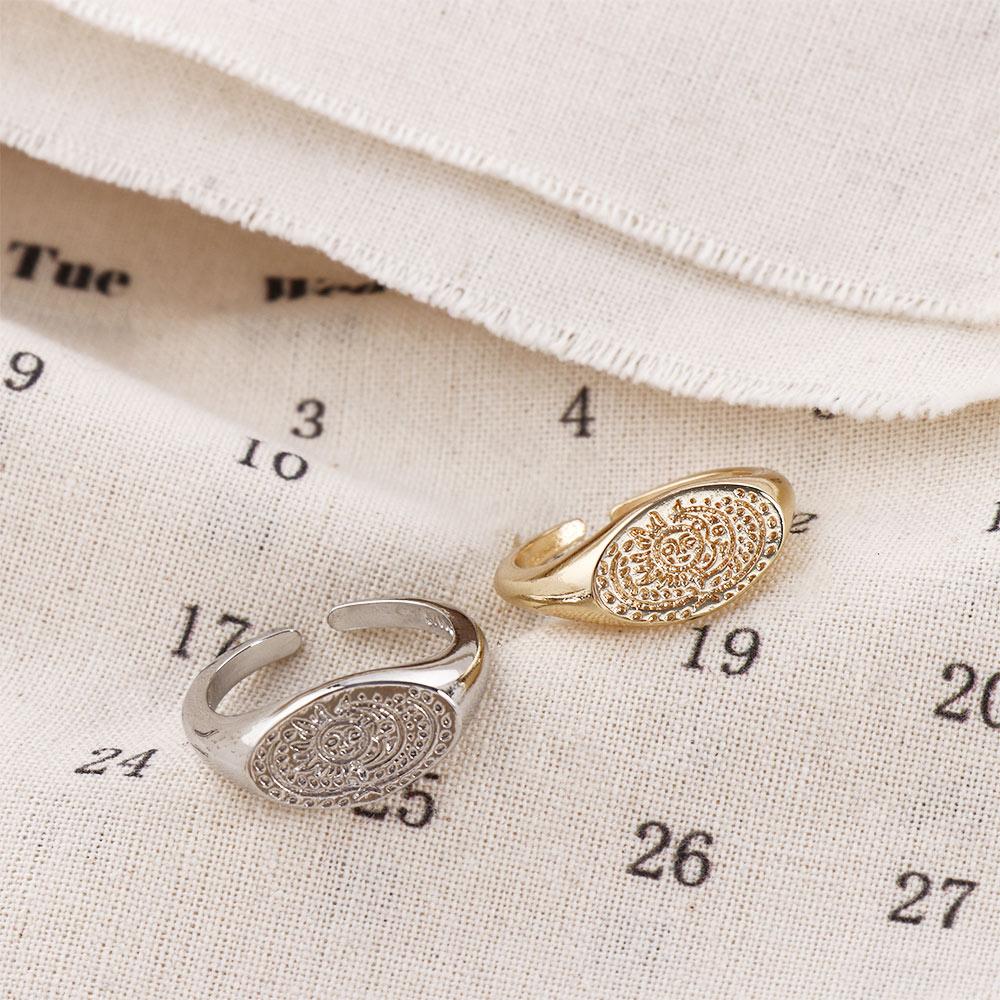Retro Trendy Korean Punk Girls Sun Moon Copper Open Ring Fashion Jewelry Finger Rings