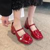 Platform Pumps for Women 2025 Spring New Strap Thick Heels Mary Jane Shoes Woman Round Toe High Heel Party Single Shoe
