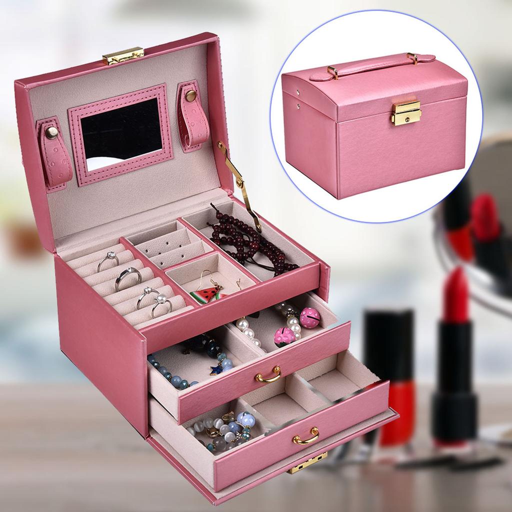 Коробка для хранения ювелирных изделий из искусственной кожи, серьги-гвоздики, кольцо, ожерелье, держатель, органайзер, чехол