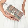 Women Clutch Bag Envelope Shape Bohemian Style Foldable Double-layer Straw Braided Solid Color Portable Summer Beach Vacation Handbag