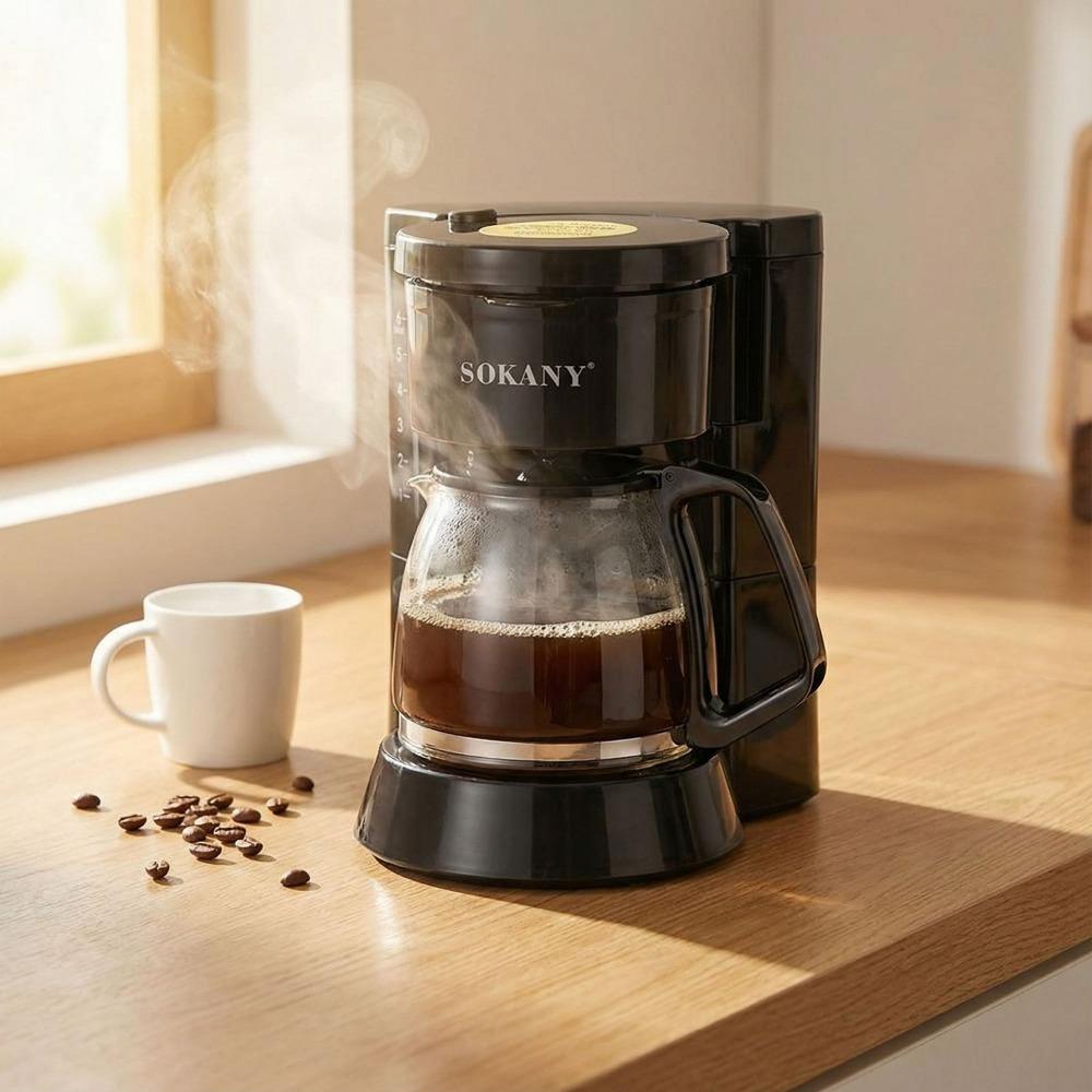 Compact 600ml Drip Coffee Maker 6 Cup Capacity for Home Use Includes Permanent Filter 450W