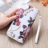 Women's Rose Print Wallet Long Handbag Fashion Wild Zipper Clutch Bag Multi-card Wallet Purse Card Holder Cartera
