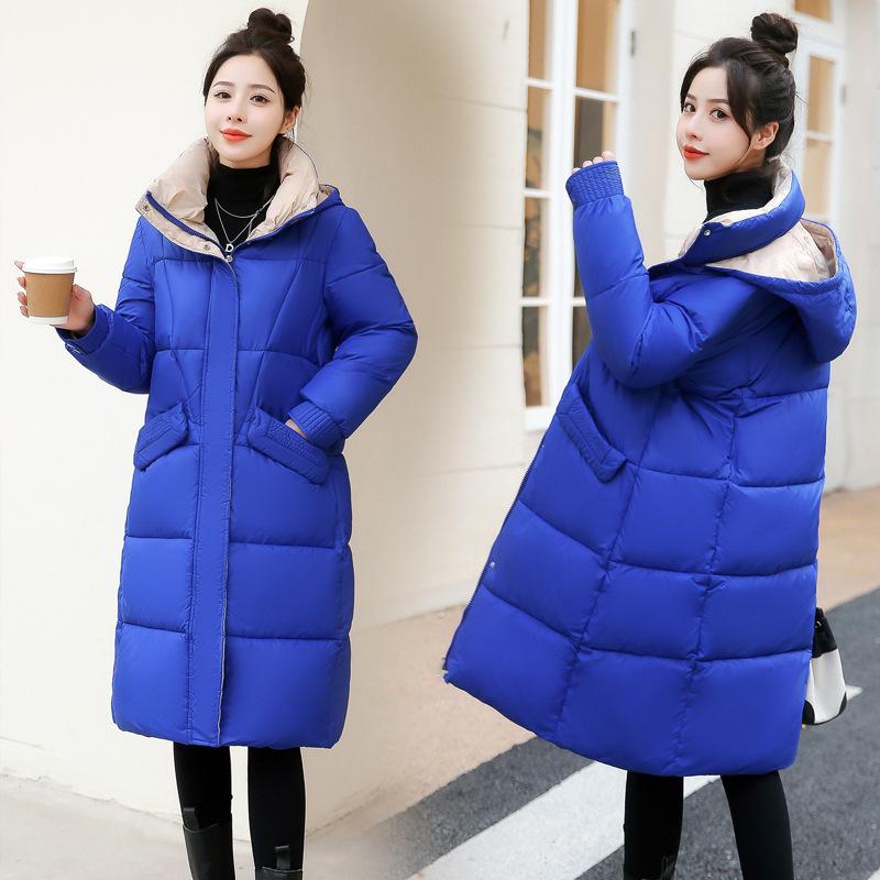 Женская осенне-зимняя однотонная приталенная с капюшоном утолщенная теплая женская куртка средней длины, 5 цветов