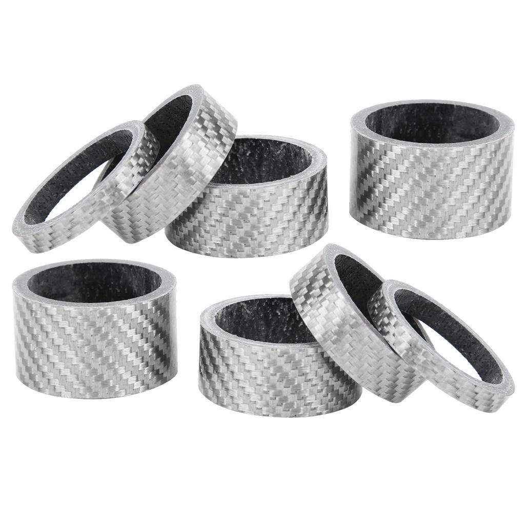 2 Set Carbon Fiber 5 10 15 20mm Bicycle Headset Front Fork Spacer Stem Bike WasherSilver