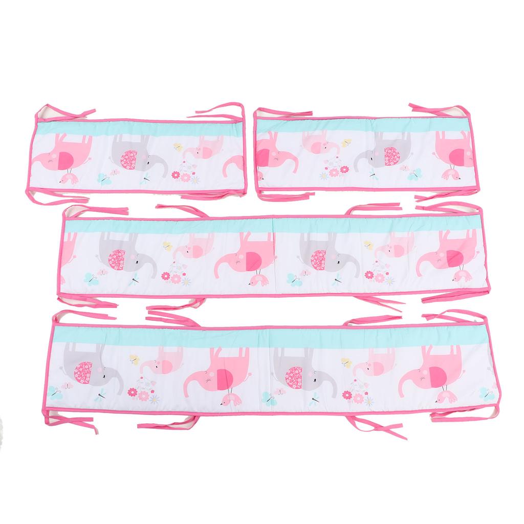 Комплект мягкой защитной подкладки для детской кроватки с милым принтом и дышащими однотонными полосками для мальчиков