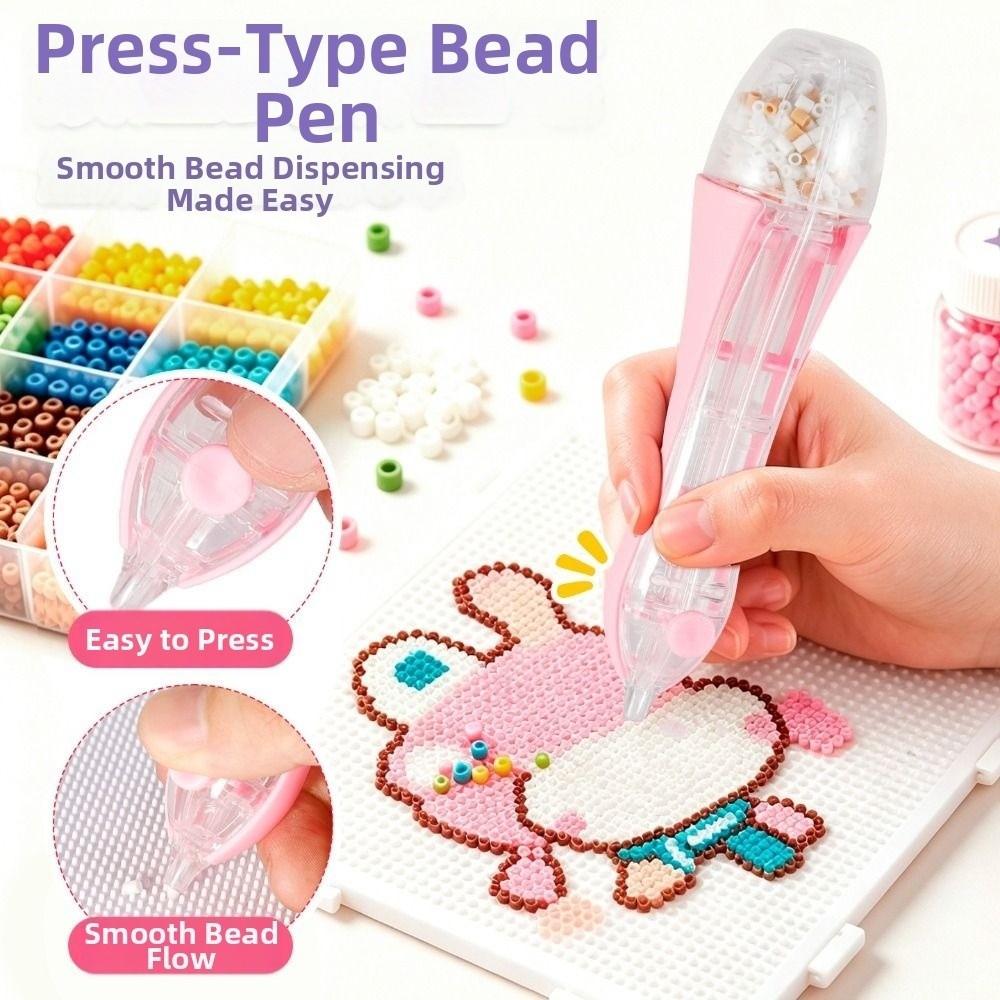 Automatic Bead Placement Pen Efficient Perler Bead Dispenser Press-Type Bead Pen Puzzle Making