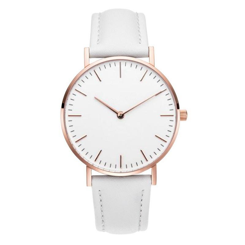 Simple Elegant Watch for Women  Pink White Leather Watchband Dress Lady Wrist Watches Casual Female Clock  Montre Femme