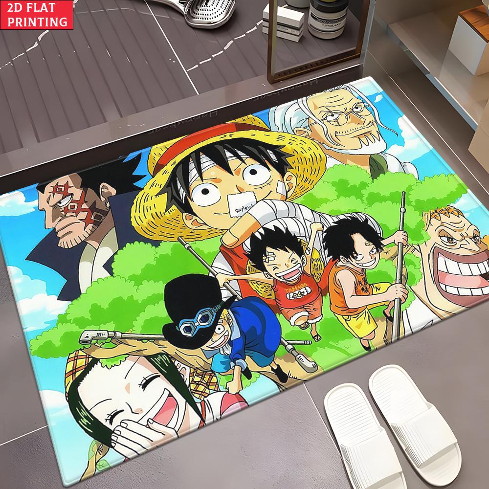 Anime Chibi Pirate Crew Doormat, Cute Cartoon Character Non-slip Floor Mat, Decorative Entrance Rug for Home Living Room Bedroom