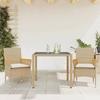 VidaXL Garden Dining Set and Cushions 3 Pcs Beige Rattan Glass, Outdoor Dining Set, Furniture of 3278657