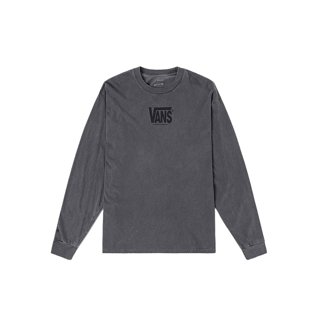Vans Винтажная удобная футболка с длинным рукавом с буквенным принтом, унисекс, топы, черная VN000M2ZBLK