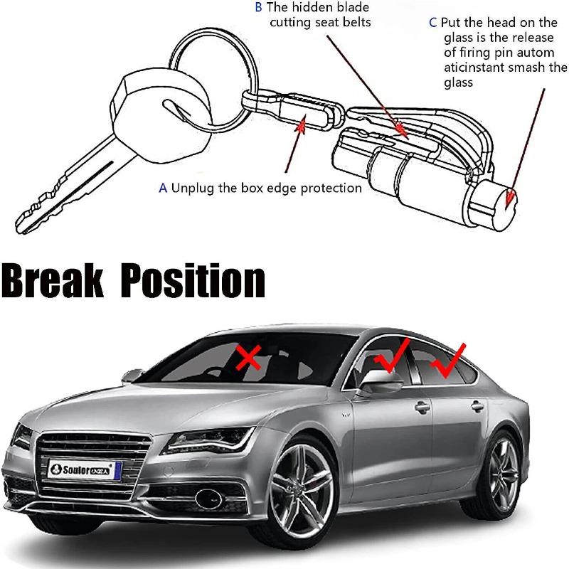 Safety Hammer with Rescue Whistle, Car Escape Tool,2-in-1 Window Breaker Seatbelt Cutter, Compact Emergency Escape Tool for Car