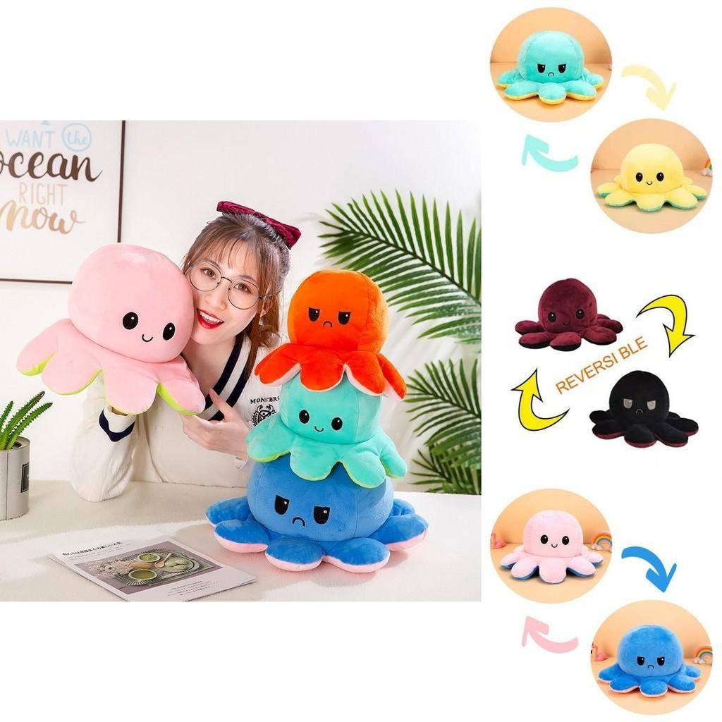 Soft And Cute Double-sided Flip Reversible Octopus Plush Toy Ideal For Gifting
