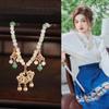 Flower Longevity Lock Pendant Chain Choker Ruyi Pearl Choker Luxury Vintage Hanfu Necklace  Party