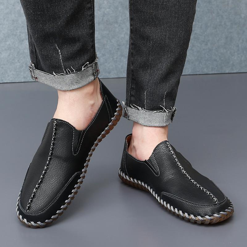 Мужские мокасины коричневые походные туфли мокасины без застежек обувь для вождения повседневная кожаная обувь ручной работы для активного отдыха черные широкие туфли для отца