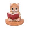 Ubia Brown Tabby Cat Reading a Smartphone 9 X X 8 Garden H22332 Book, Stand, 7.5 Cm, Doll, Figurine, Ornament, Animal, Decor, Cat,