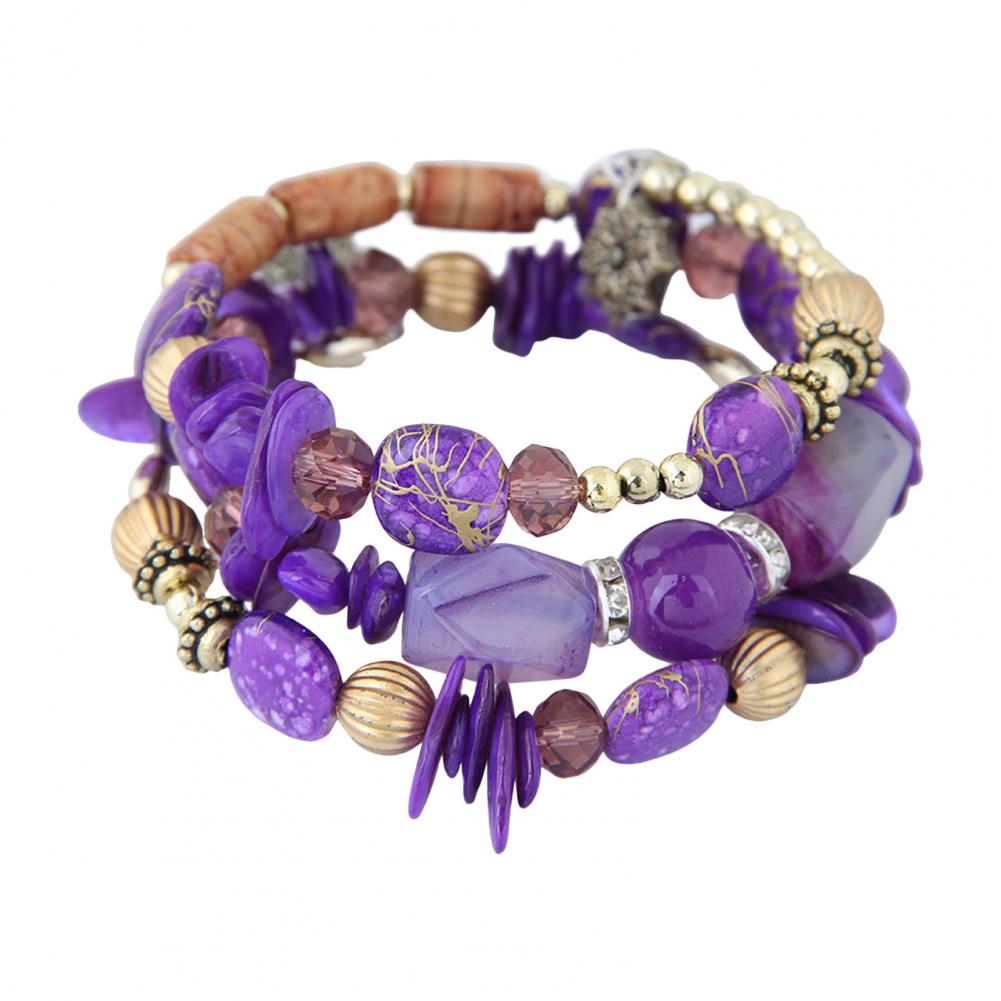 Богемский браслет Богемский многослойный браслет из камней с регулируемым эластичным шнуром Унисекс Ретро этнические украшения на запястье с изображением