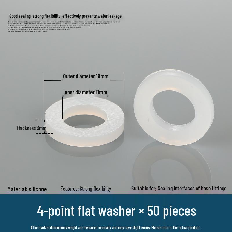 Silicone rubber gasket for 4-minute water heater: flat sealing ring, shower inlet pipe, 6-point, 1-inch water meter.