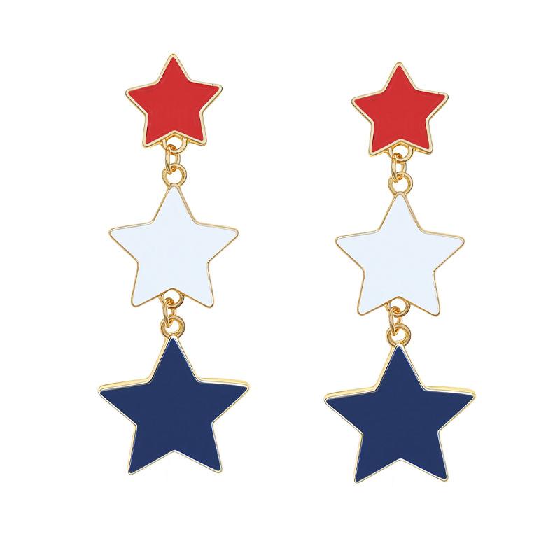 American Independence Day Earrings USA Winged butterfly diamond-encrusted boots oil-drip pendant earrings