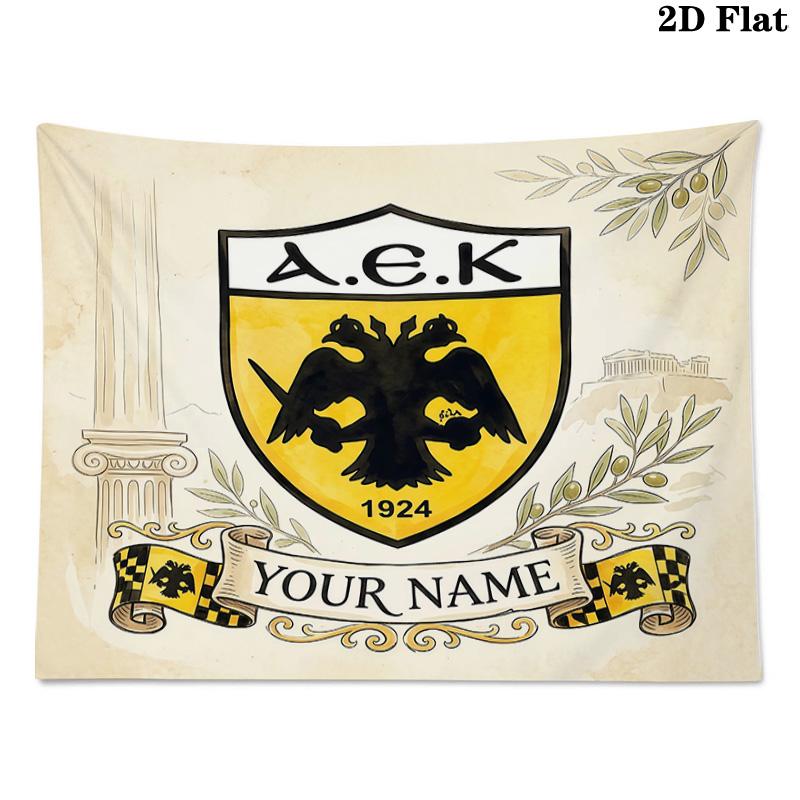 Custom Name AEK Athens Printed Tapestry – Wall Hanging for Bedrooms, Dorms, and Home Decor