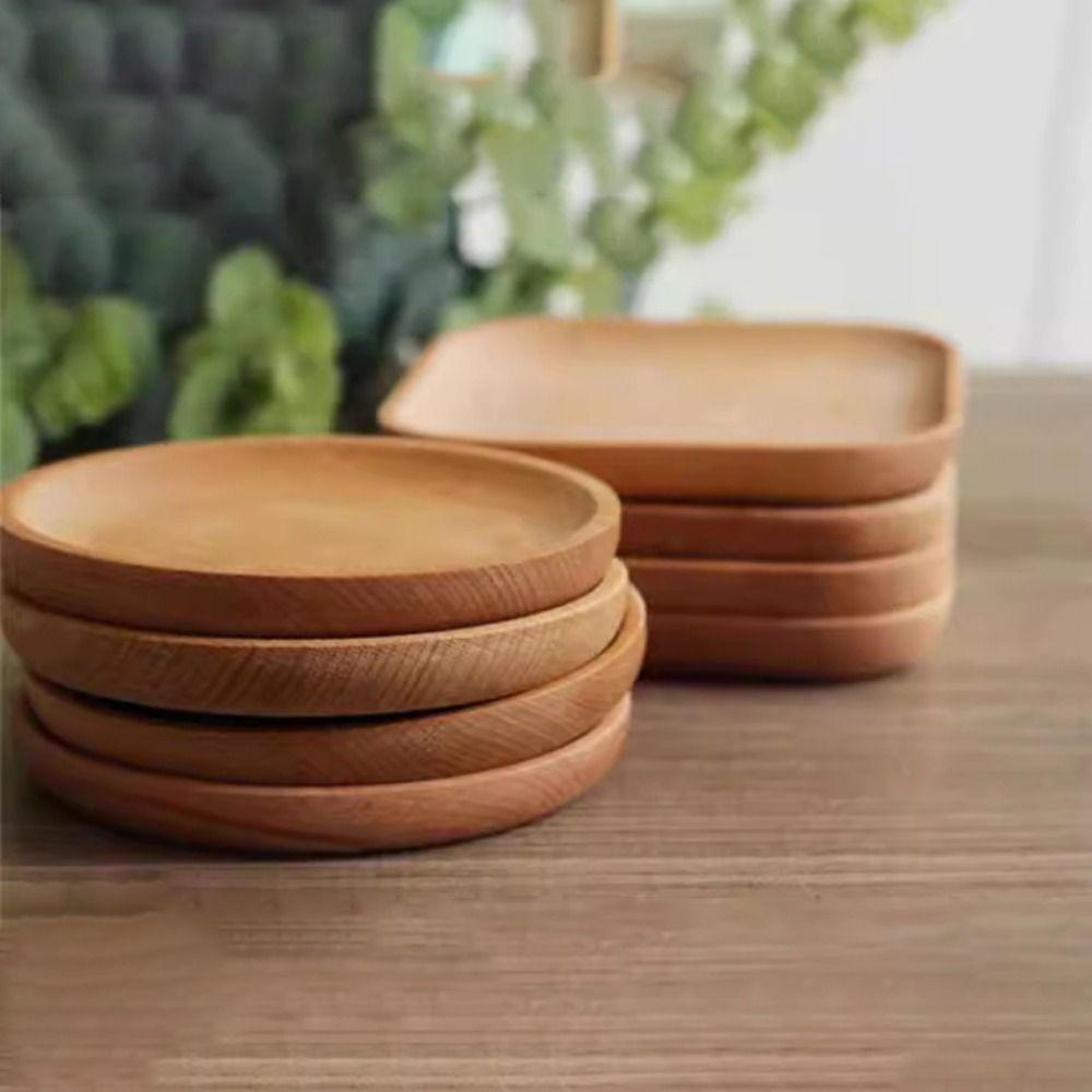 Multiple Styles Solid Wood Cartoon Dinner Tray Cute Animal Pattern Children's Rice Plate Odorless Wood Food Dishes Meal