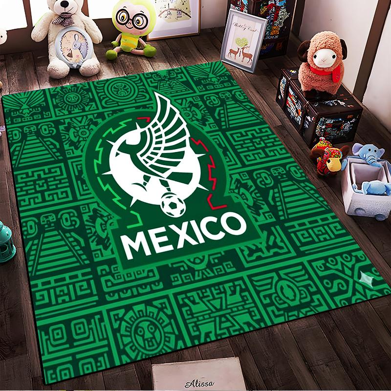 Mexico Green Tribal Designed floor mat, suitable as a non-slip mat for the living room or bedroom sofa
