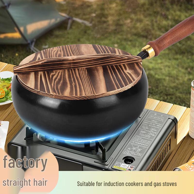 Традиционная чугунная сковорода-вок Kejiaxiang с предварительной обработкой поверхности