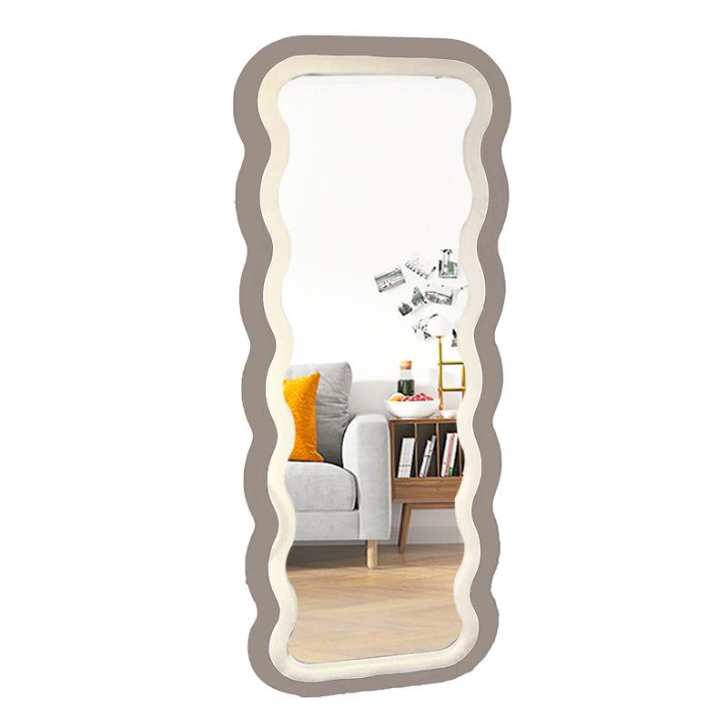 Зеркало в пол в стиле легкой роскоши: Печеньевидный с отделкой из голландского бархата и двухсторонней рамой с цветовой блокировкой