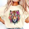 Модная женская креативная футболка с цветочным принтом тигра, забавная повседневная футболка с круглым вырезом и короткими рукавами, летняя женская футболка