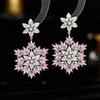 Новые европейские и американские серьги с преувеличенной атмосферой для тяжелой промышленности, инкрустированные цветами из циркона, элитное банкетное платье со снежинками и серьгами