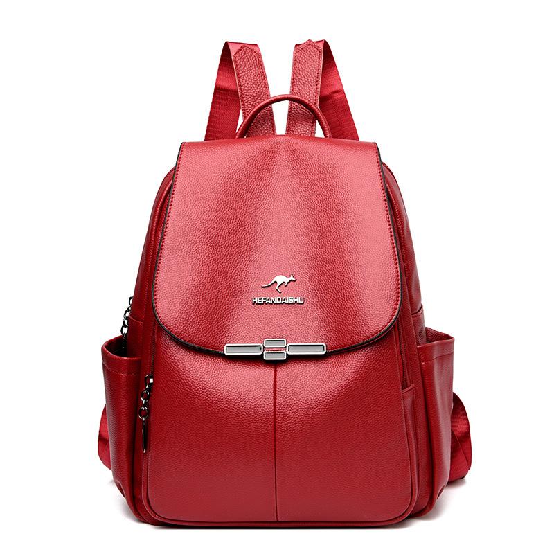 Кожаный рюкзак Женский дорожный рюкзак большой вместимости