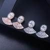 E0215 Temperament Elegant Fan Earrings, Slightly Inlaid Zircon, Trendy Women'S Ear Jewelry